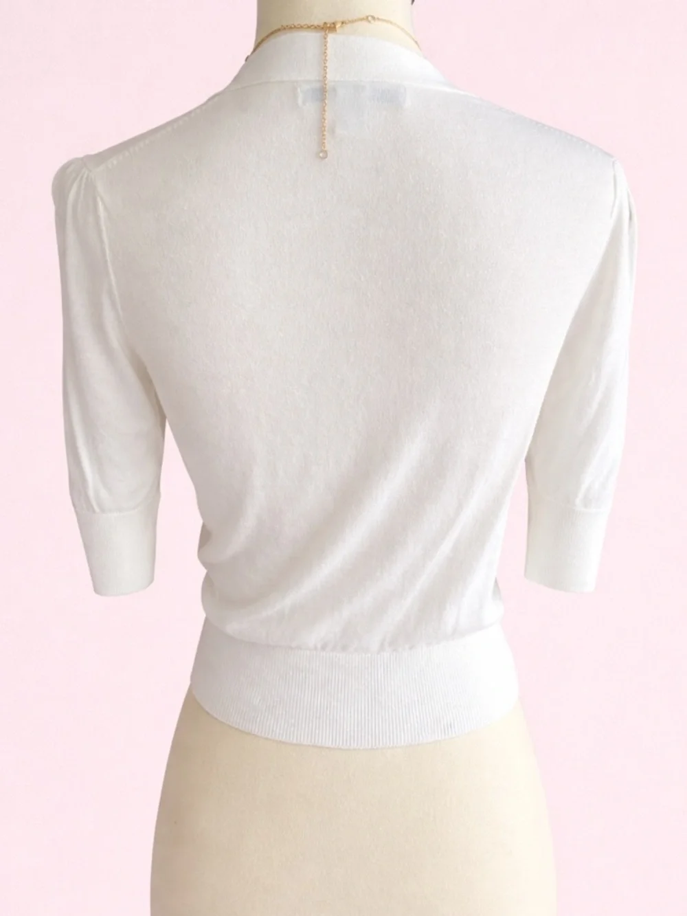 Banana Republic White Short Sleeve V‑Neck 4 Button Cardigan SZ XS EUC - Picture 3 of 8